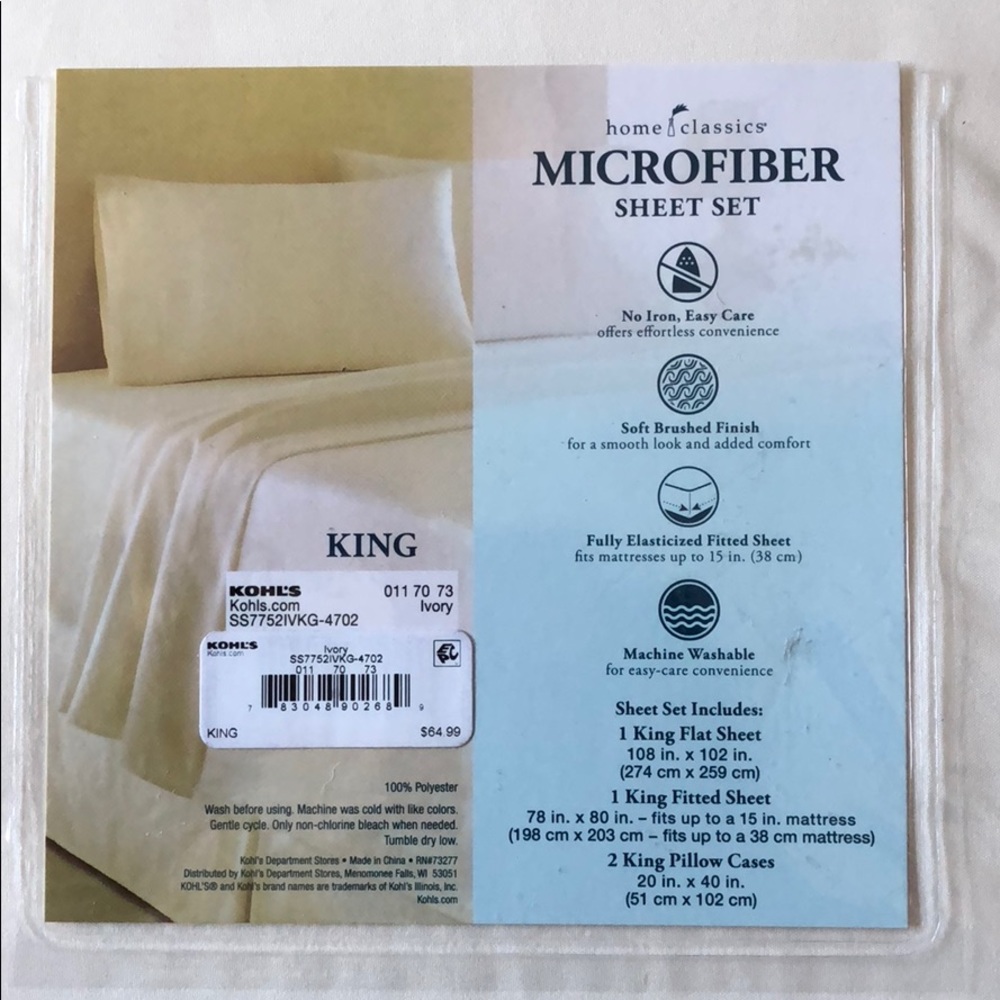 Home Classic King size sheet set ivory